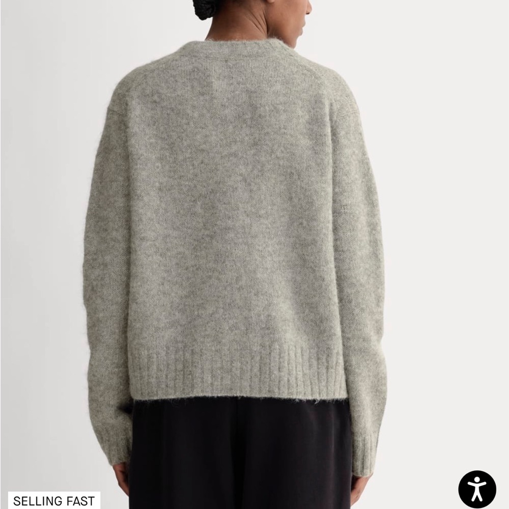 Everlane Women’s Crew Cardigan Alpaca Wool Buttons Gray Grey Sz XL - Picture 5 of 13